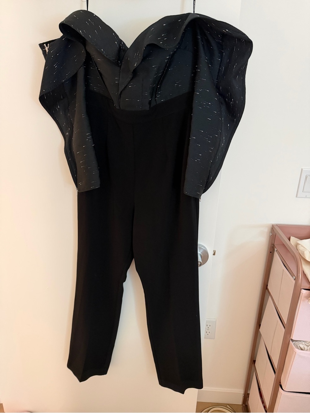Self-Portrait Black Sculptural Off-Shoulder Jumpsuit